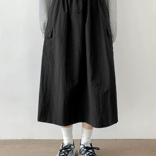빅사이즈 S-3XL 밀던 바스락 포켓 밴딩 스커트