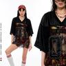 1JINNSTUDIO vintage punching micro-transparent lace loose fit top
