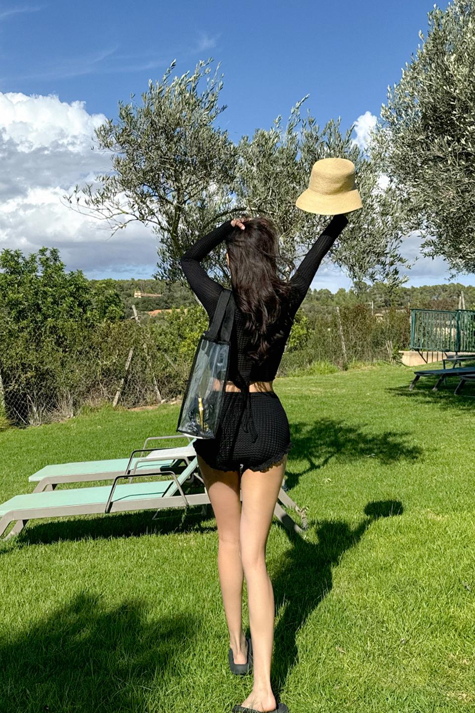 엠보 커버업 하이웨스트 비키니 3pcs SET