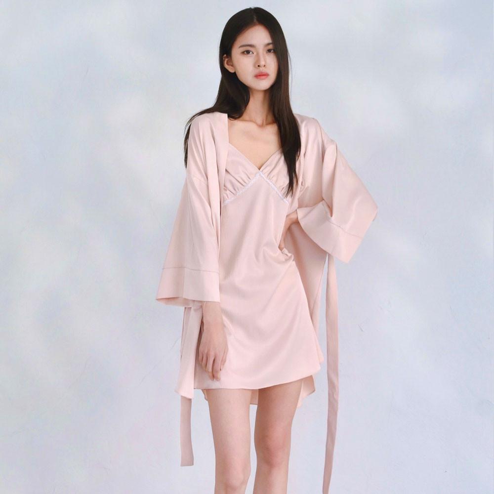 아멜리 실크 로브가운 여성슬립 잠옷 샤워 골프가운