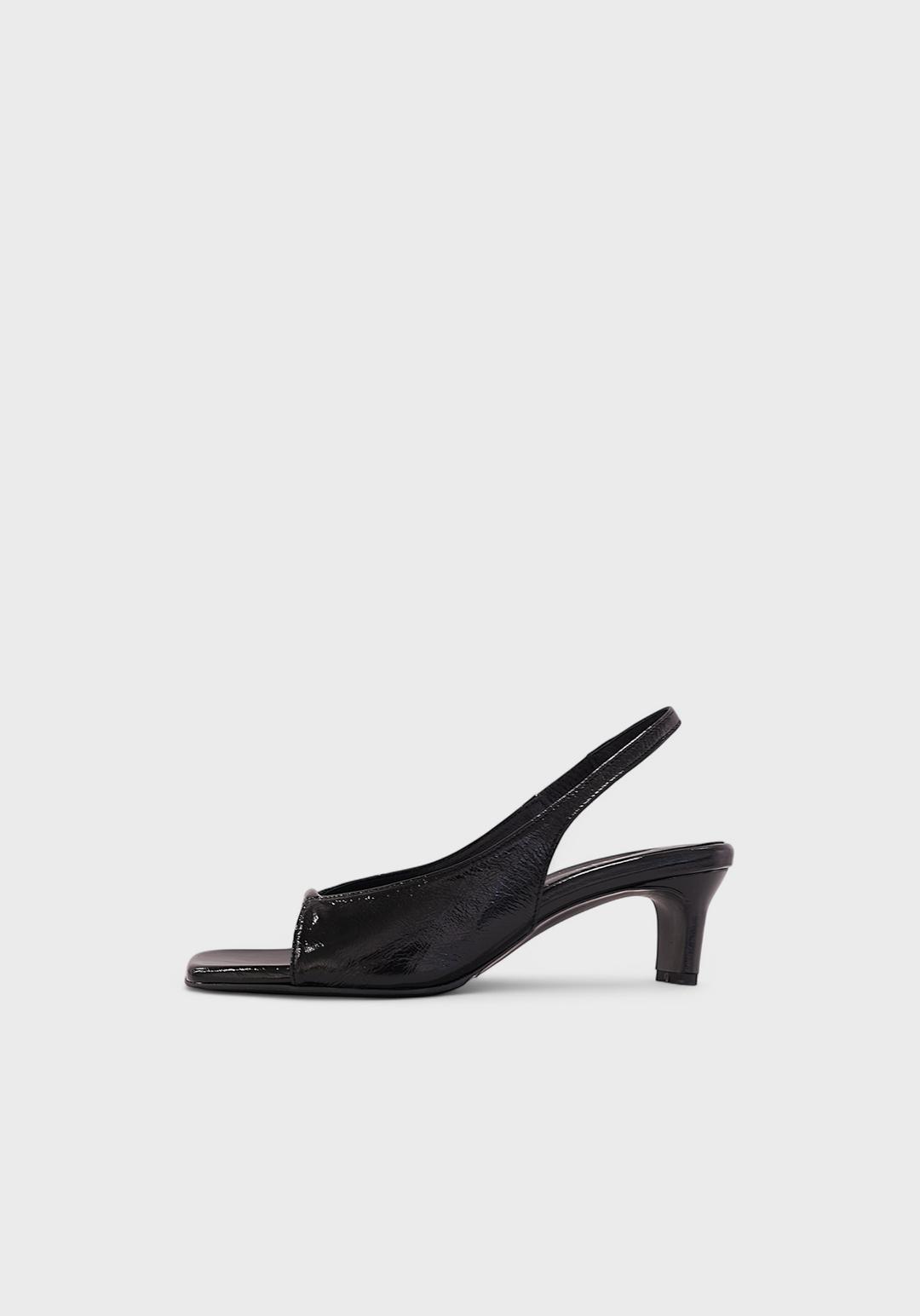 Volume Strap Open Toe Sandals - Oil Black