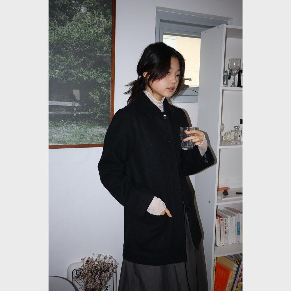 OSU Wool Blend Half Coat, black