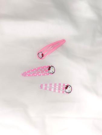 (3type) pink kitty hair pin 키티 똑딱핀