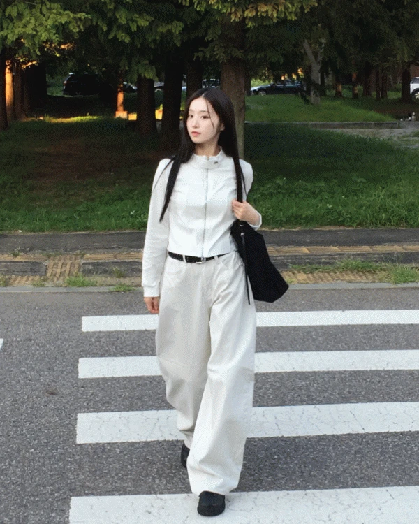 [데이빈made🕊️/디엠폭주] 베이즈 리벳 스터드 벨티드 백비죠 와이드 pt