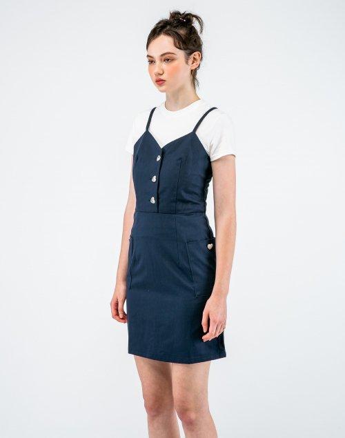 네이비 하트 슬리브리스 원피스