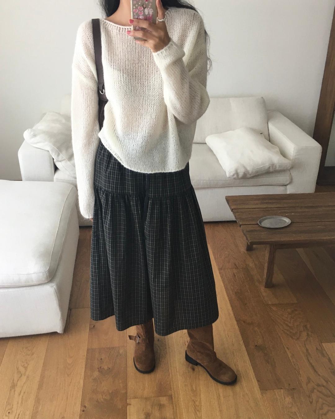 벤티 체크 스커트