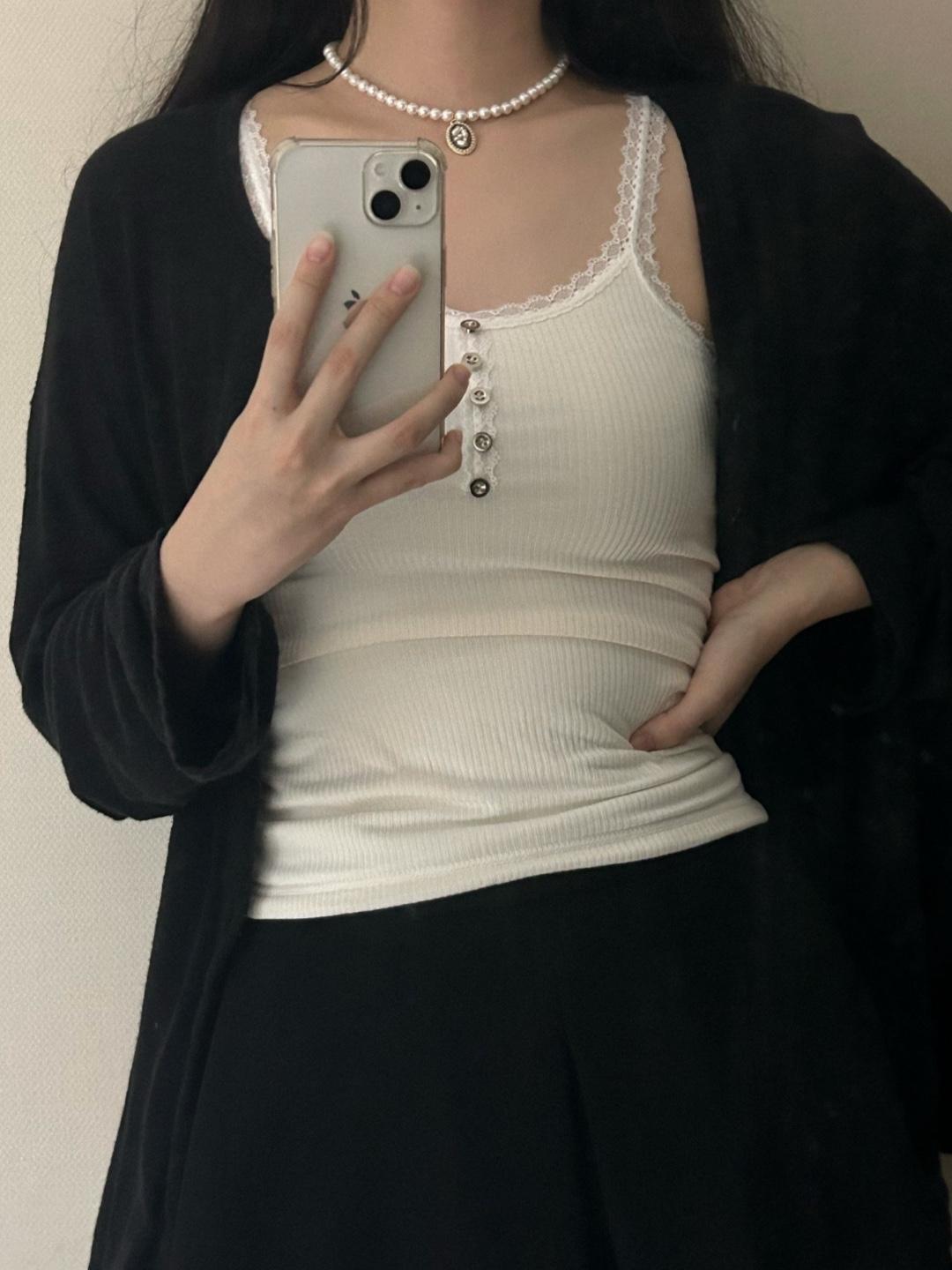 (3color) 밍크 레이스 나시