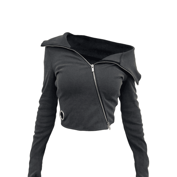 [EXCLUSIVE] UNBAL FULL ZIP TOP IN WASHED GREY