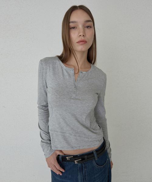 더블 레이어 컷아웃 티 - 그레이