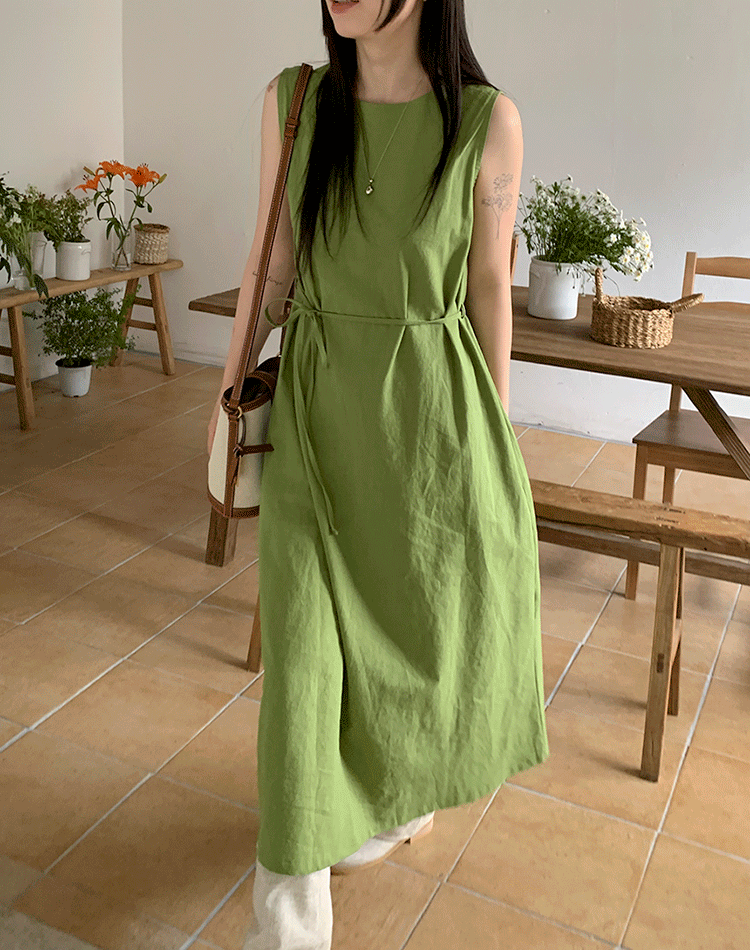 코타 린넨 나시 롱원피스 여행 휴양지 (3color)