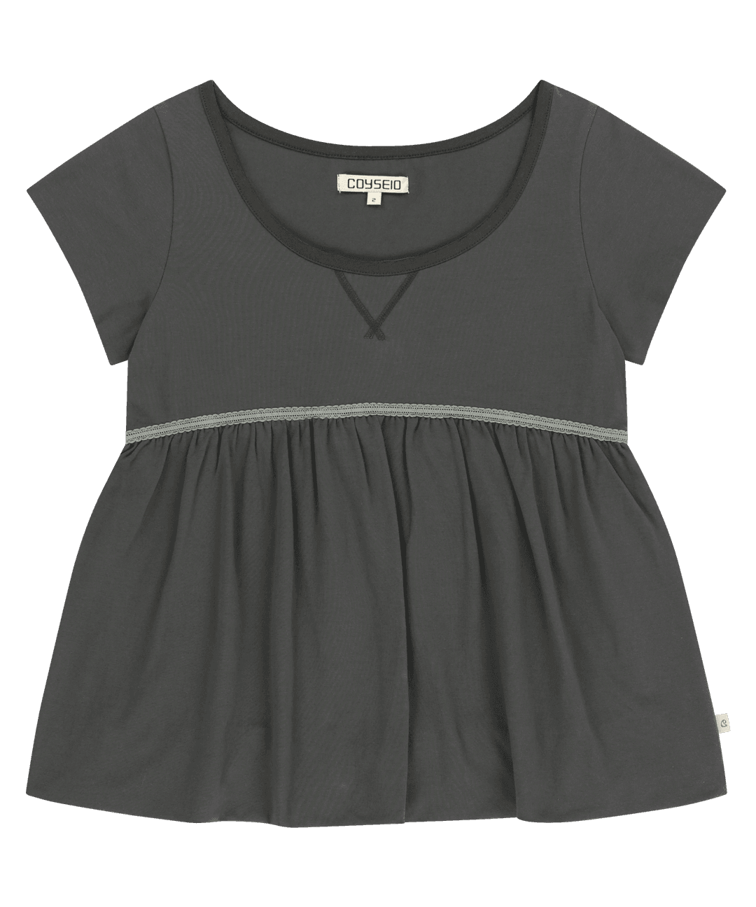 LACE BALLOON T-SHIRT DARK GREY