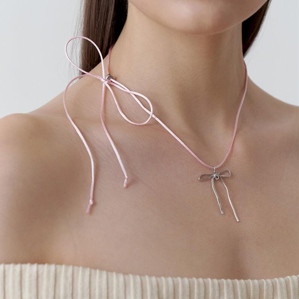 Romance Ribbon String Necklace (PINK)