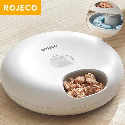 고양이 자동 사료 급식기 ROJECO 반려동물 먹이 공급기 습식 및 건식 식품용 스마트 디펜서 키블 액세서리 6 끼니