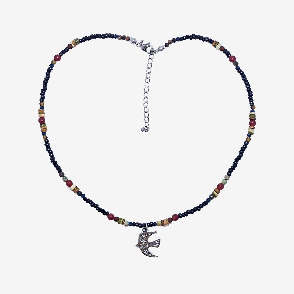 보헤미안 빈티지 써지컬 펜던트 비즈 목걸이