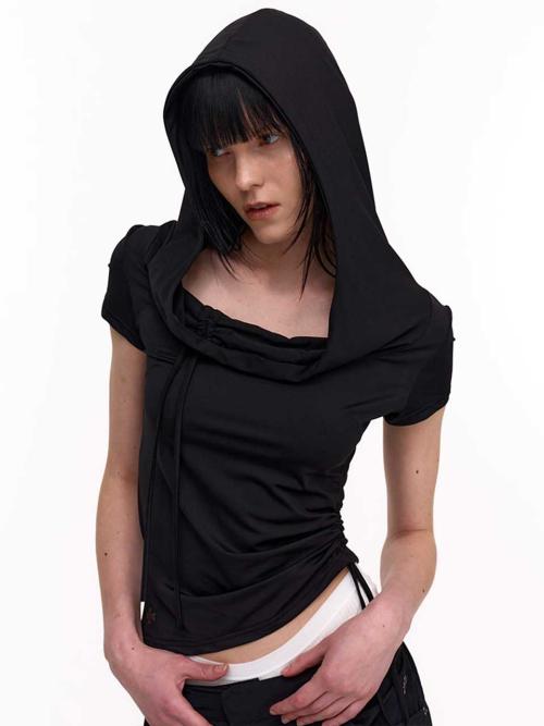 VALERIA  HOODIE TOP (BLACK)
