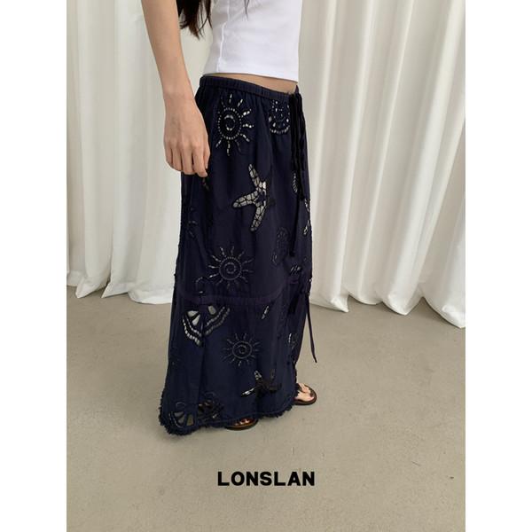 LONSLAN starfish hollow holiday drawstring skirt