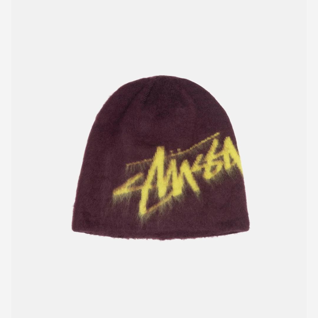 Stussy Brushed Out Stock Skullcap Beanie Eggplant