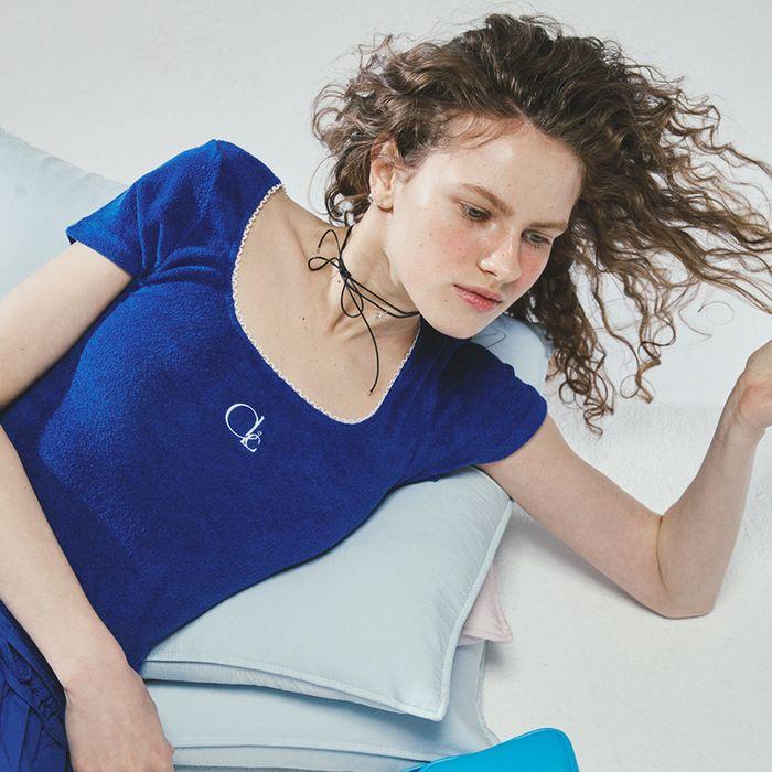 LACE LITTLE GIRL TOP/SEA BLUE