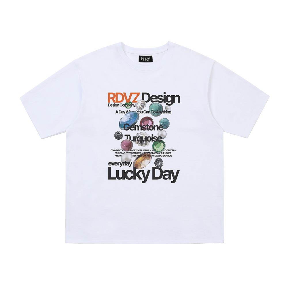 젬스톤 프린팅 티셔츠 - 화이트