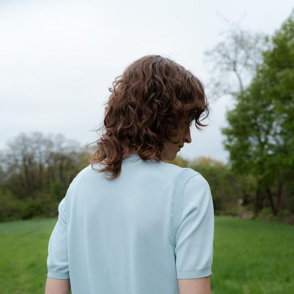 Nylon blended short sleeve (ivory / blue / navy)