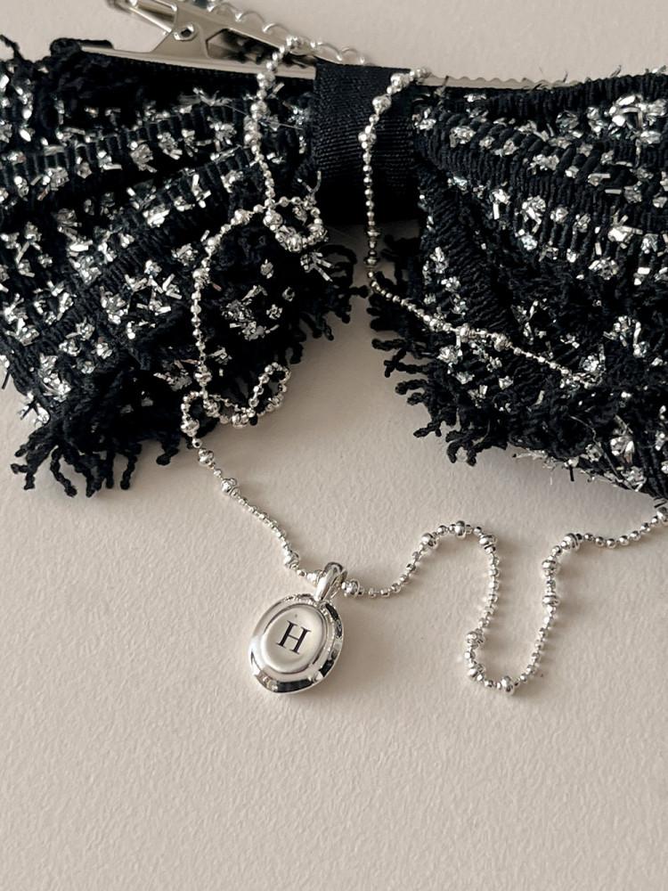 [aube] 925silver 볼륨타원 각인 펜던트 목걸이 (one color)