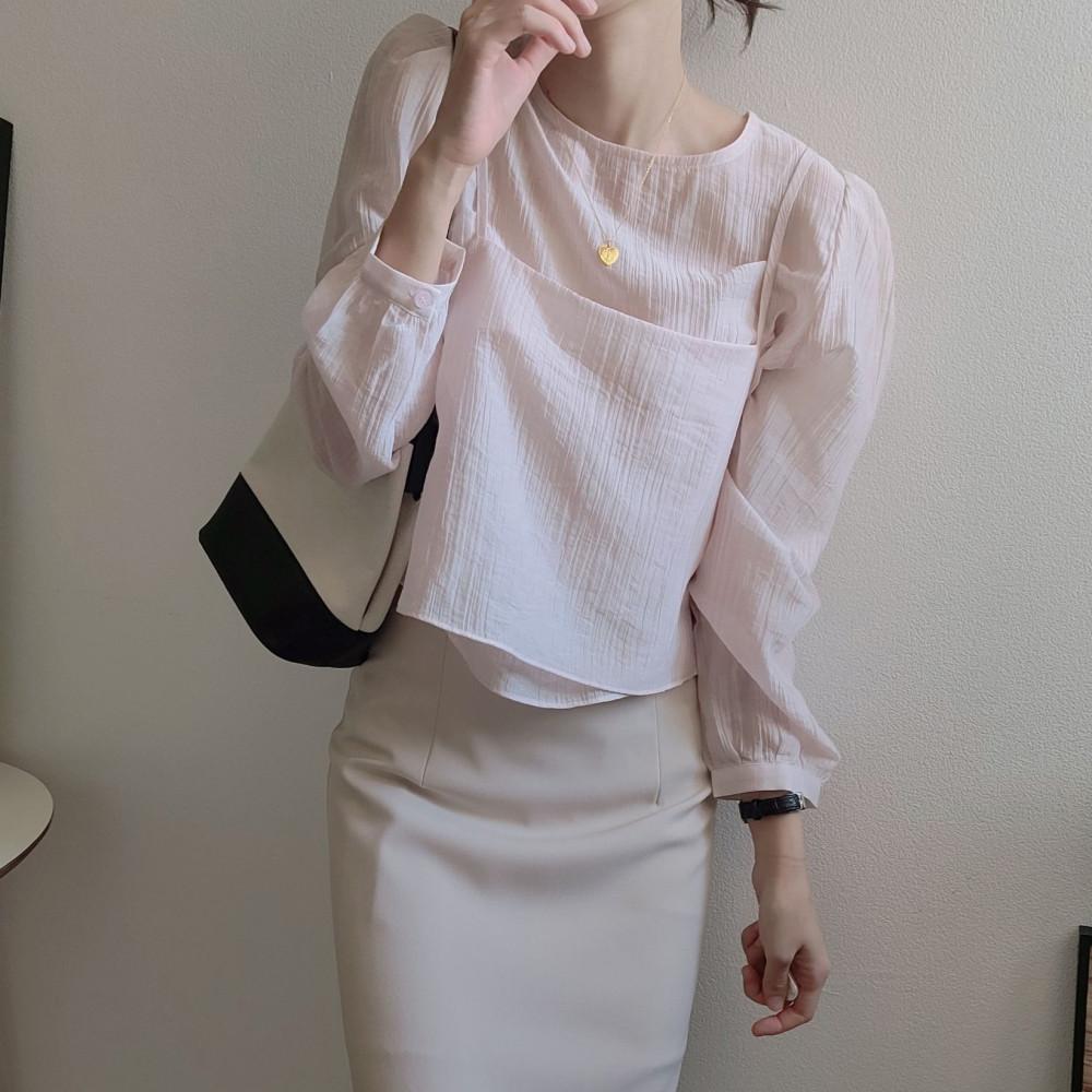 [가을] 시스루 뷔스티에 블라우스 세트