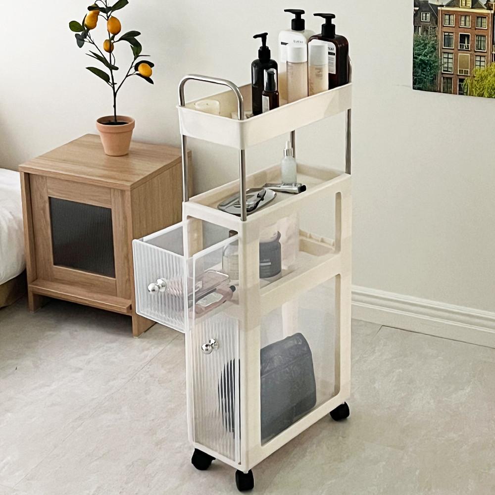 4단 이동식 수납 틈새 트롤리 주방 무빙 선반 트레이 기저귀 웨건 카트 정리 수납장