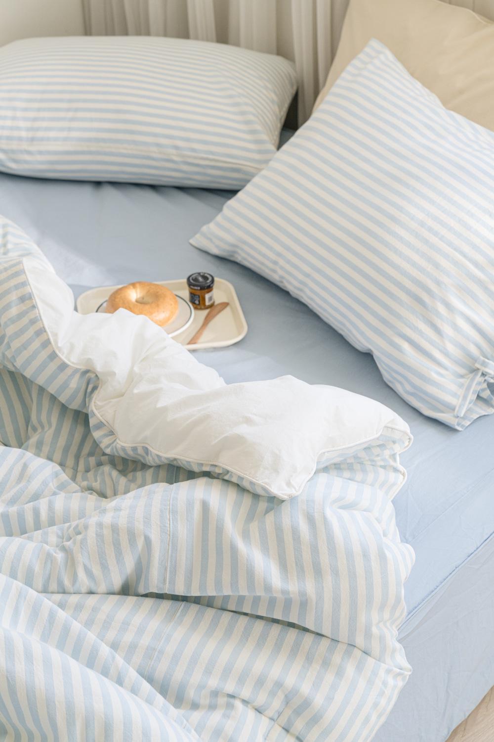 simple stripe bedding baby blue