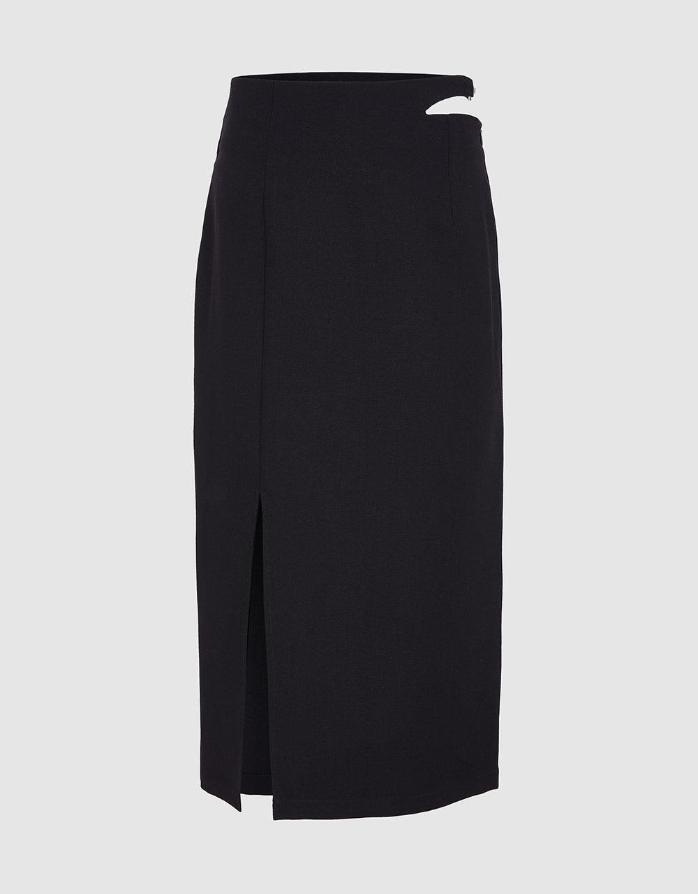 컷아웃 옆트임 스커트 - 블랙 / S