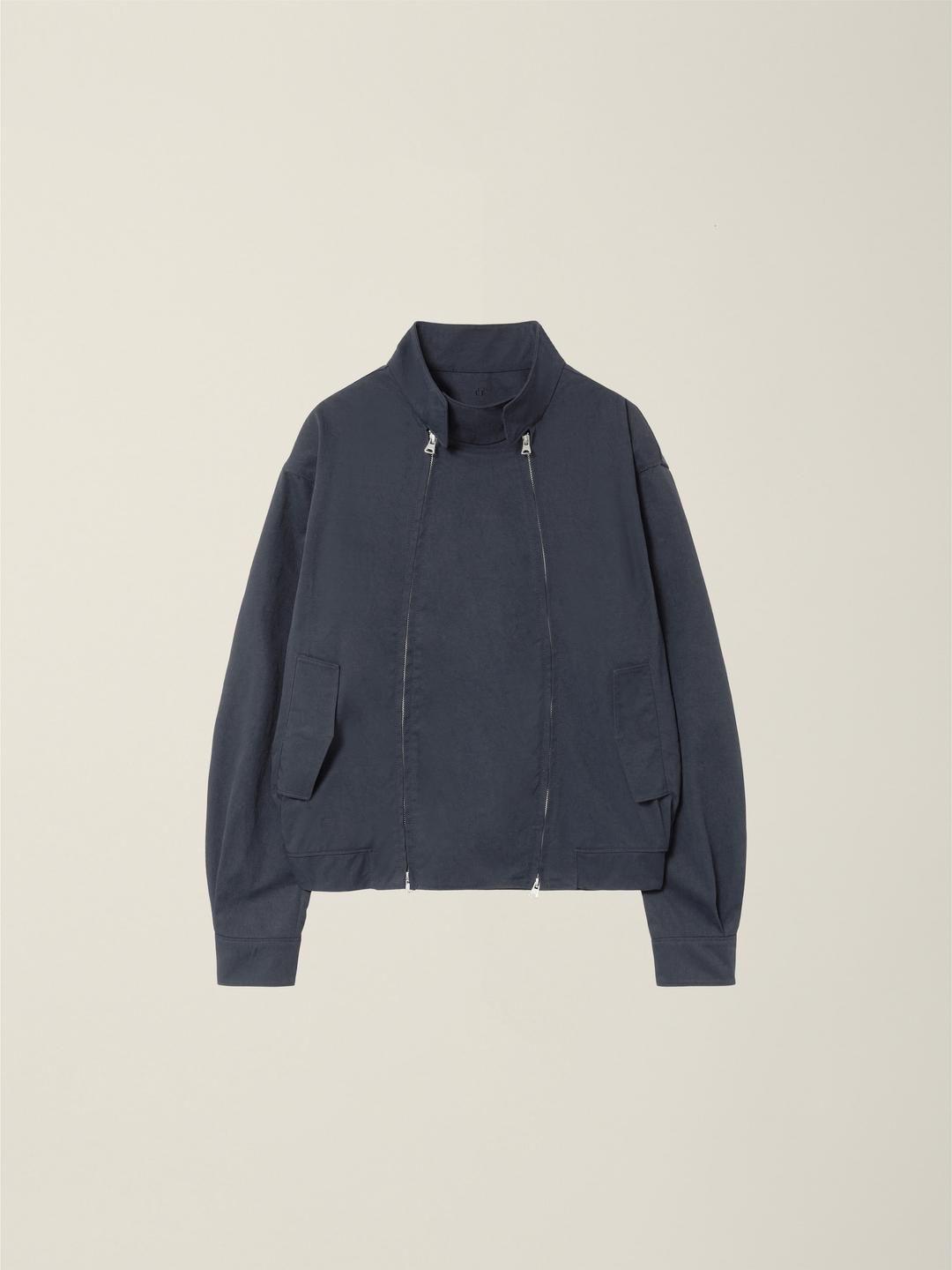 DOUBLE ZIP HARRINGTON JACKET  SLATE GREY