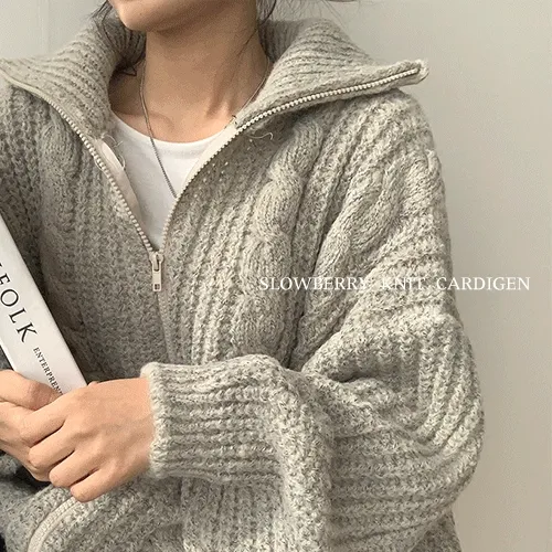 [ 따뜻/초겨울까지~ ] 치즈 도톰 꽈배기 니트 집업