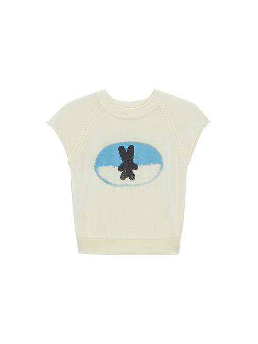 Bunny Cropped Knit Top_cream