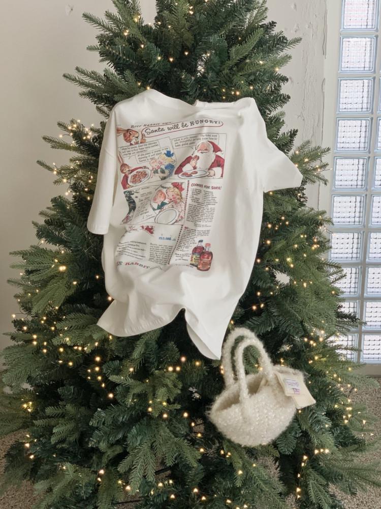 크리스마스 산타 기모 반팔 티셔츠