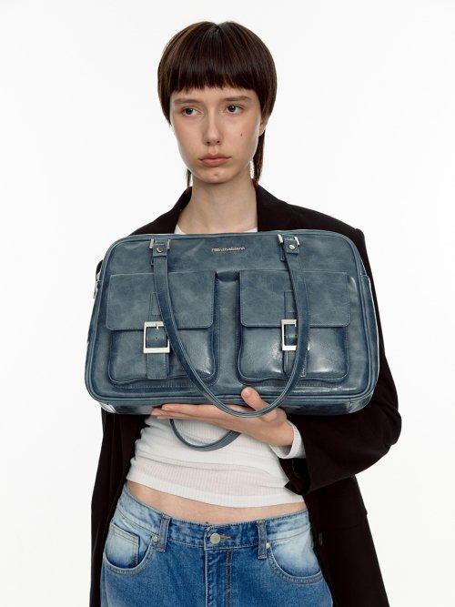 Trapezoid PK Shoulder Bag (marble)(denim blue)