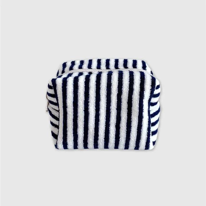 Stripe terry pouch (Navy)
