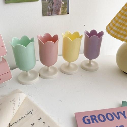 파스텔 튤립 필통 펜슬케이스 인테리어 꽃 수납함 연필꽂이