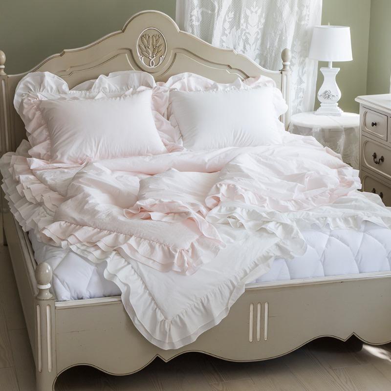 누비이불커버세트 2중러플 (핑크)