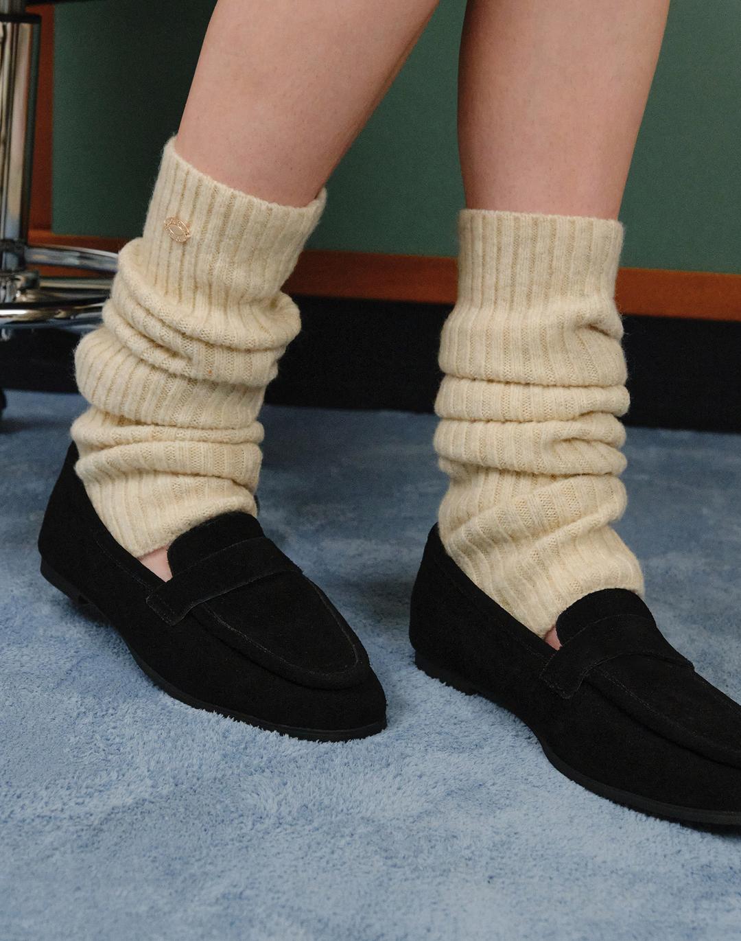 Soft Wool Knit Leg Warmer - Oatmeal