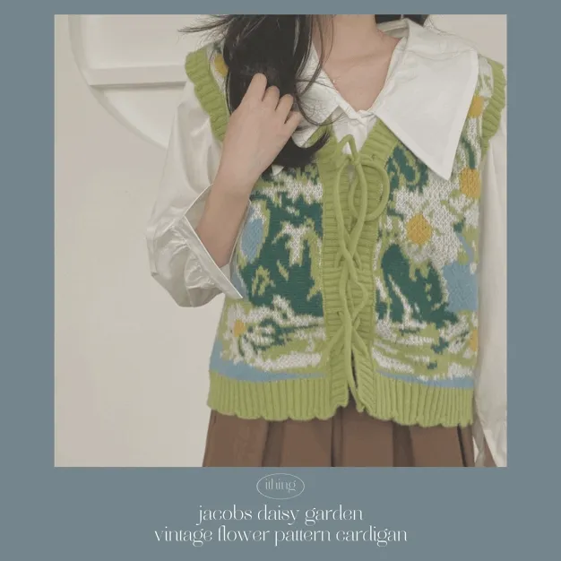 (신상할인) Jacobs daisy garden 플라워 빈티지 리본 조끼