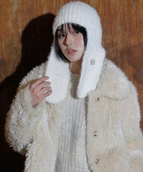Button Muffler Beanie Ivory