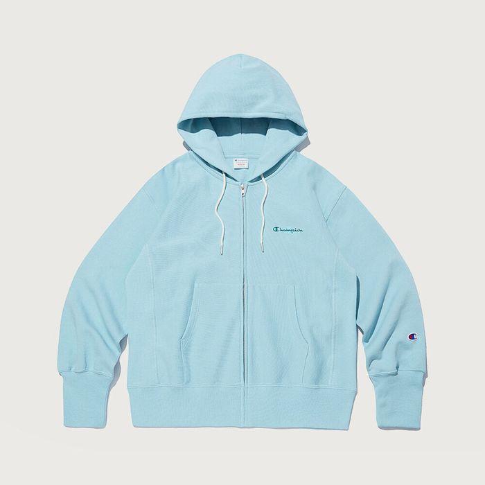 여성 리버스위브 프렌치테리 후드 집업 Light Blue