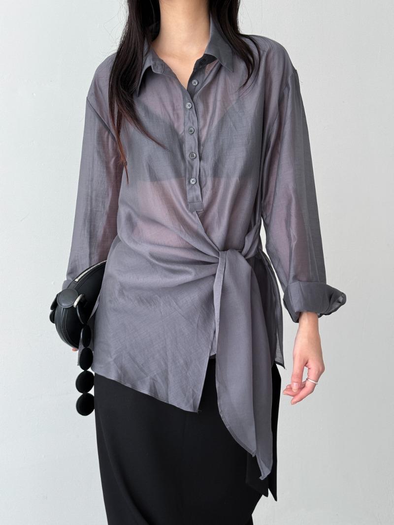 rusk silky wrap shirts (4color)