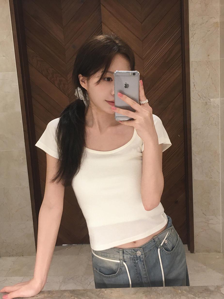 프렌치오브 [💗후기극찬/긴팔추가][MADE]템즈 여름 스퀘어넥 골지 레이어드 슬림 반팔 긴팔 티셔츠(6color) 흠뻑쇼/페스티벌