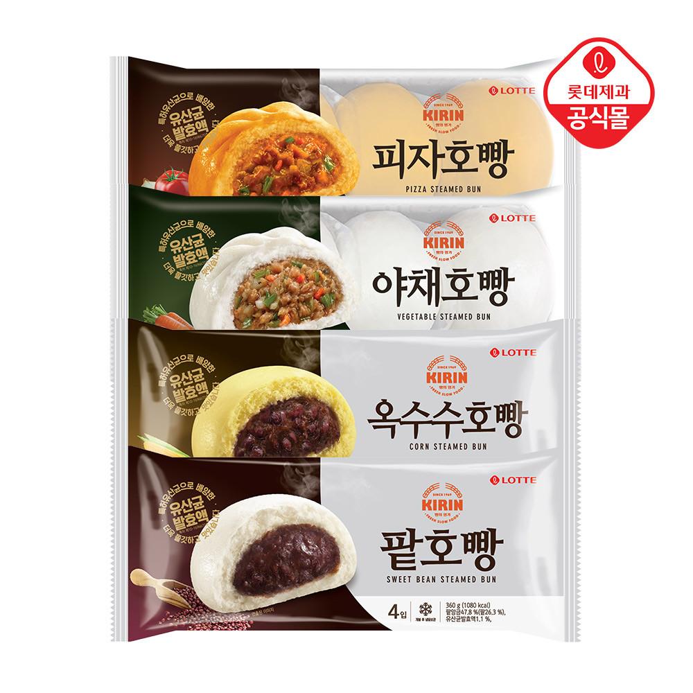 롯데제과 기린 호빵 4종(팥/옥수수/야채/피자)X3개