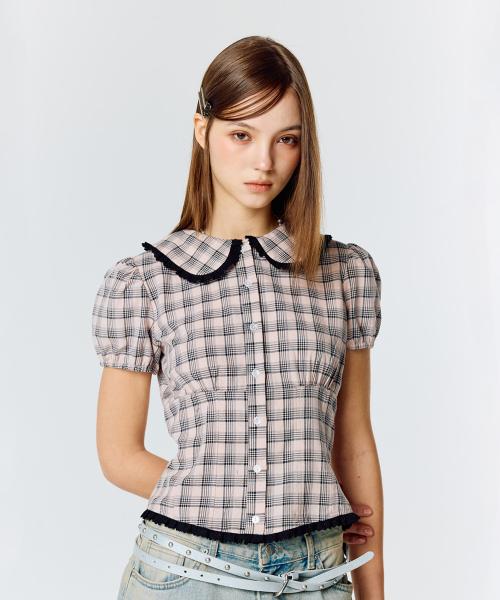 L15 CHECK PUFF SHIRT(PINK)