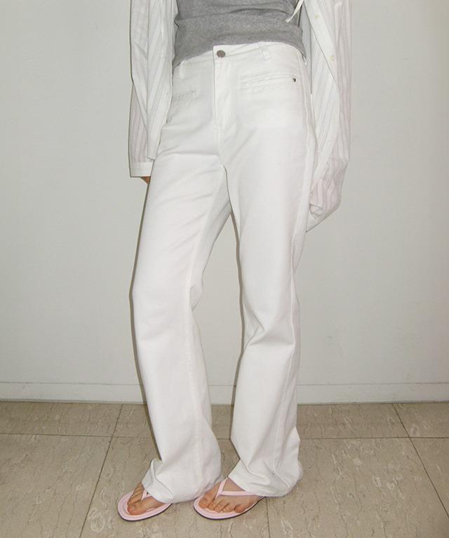 WELT POCKET BOOTSCUT DENIM PANTS WHITE