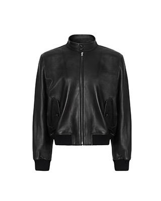LEATHER BOMBER JACKET - BLACK