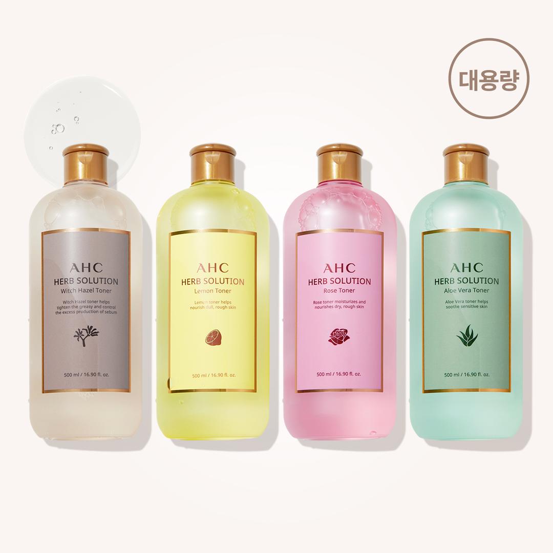 허브 솔루션 토너 대용량 500ml (위치하젤/레몬/로즈/알로에베라)