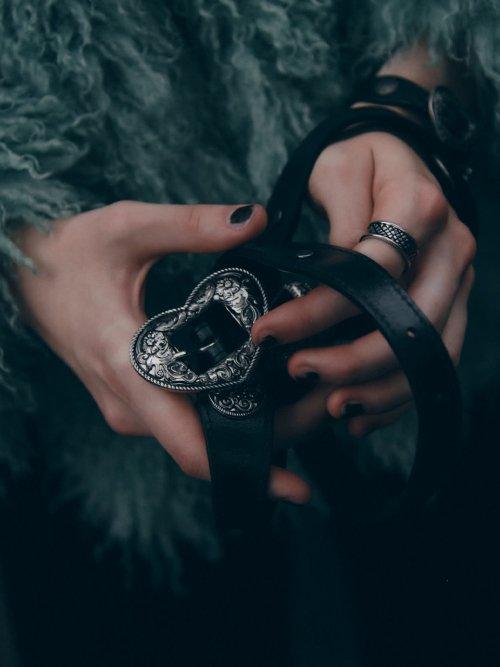 WESTERN MINI HEART BELT BLACK
