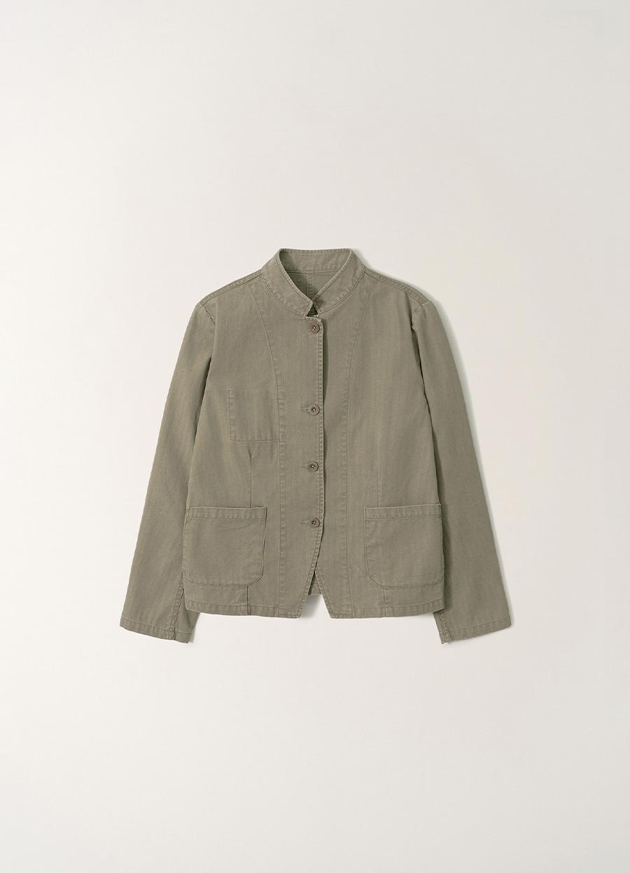 Washed cotton stand jacket (Washed khaki)